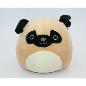 Squishmallow Kellytoy Prince the Pug 8" Brown Plush Pillow Toy Rare HTF Dog Pup